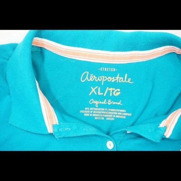 Aeropostale Teal Short Sleeve ButtonDown Top, XL - Picture 6 of 6